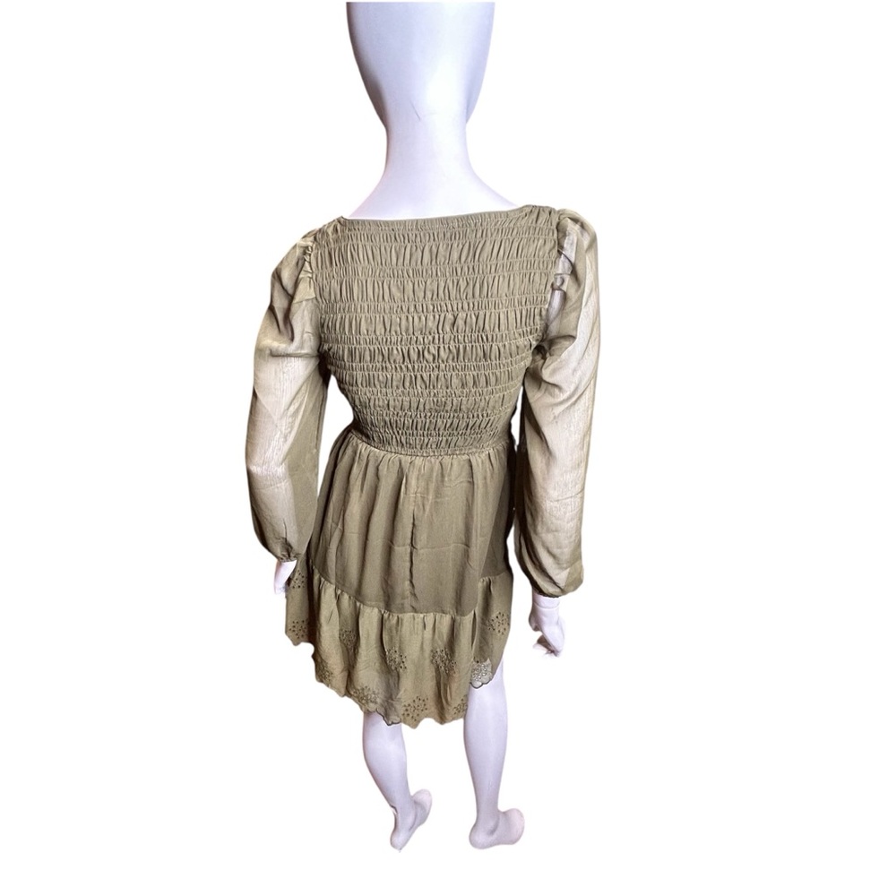 OLD NAVY Size XS Fit & Flare Eyelet Mini Dress Olive Green NWT - Picture 4 of 13